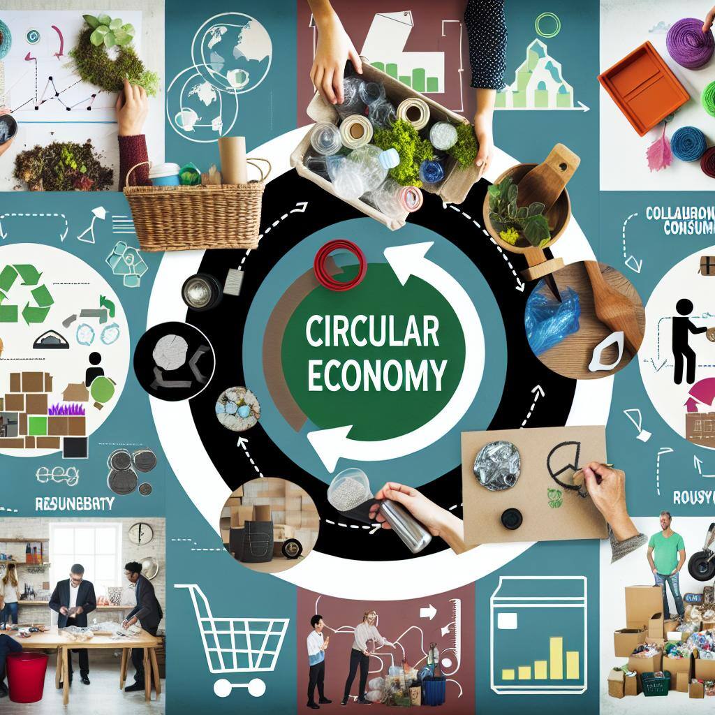 An image of a circular economy, emphasizing sustainability, resource efficiency, and plastic waste reduction